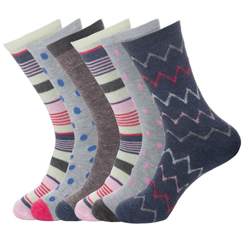 Womens Socks Ladies Cotton Rich Ankle Design Sports Sock 6 Pairs Adults UK 4-7