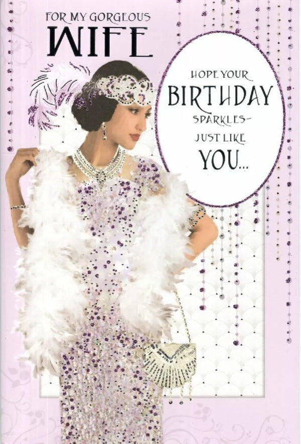 for my gorgeous  wife  birthday card art decco