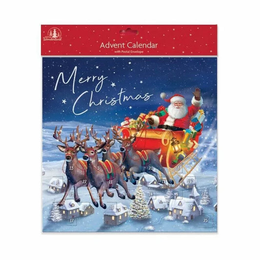 Traditional Christmas XMAS Advent Calendar Santa  sleigh