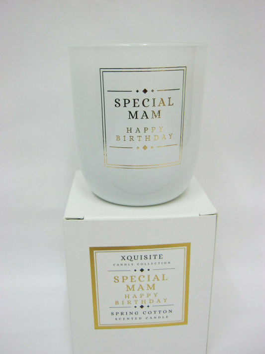 Xquisite Spring Cotton Scented Candle Glass Jar Happy Birthday Special Mam DC020