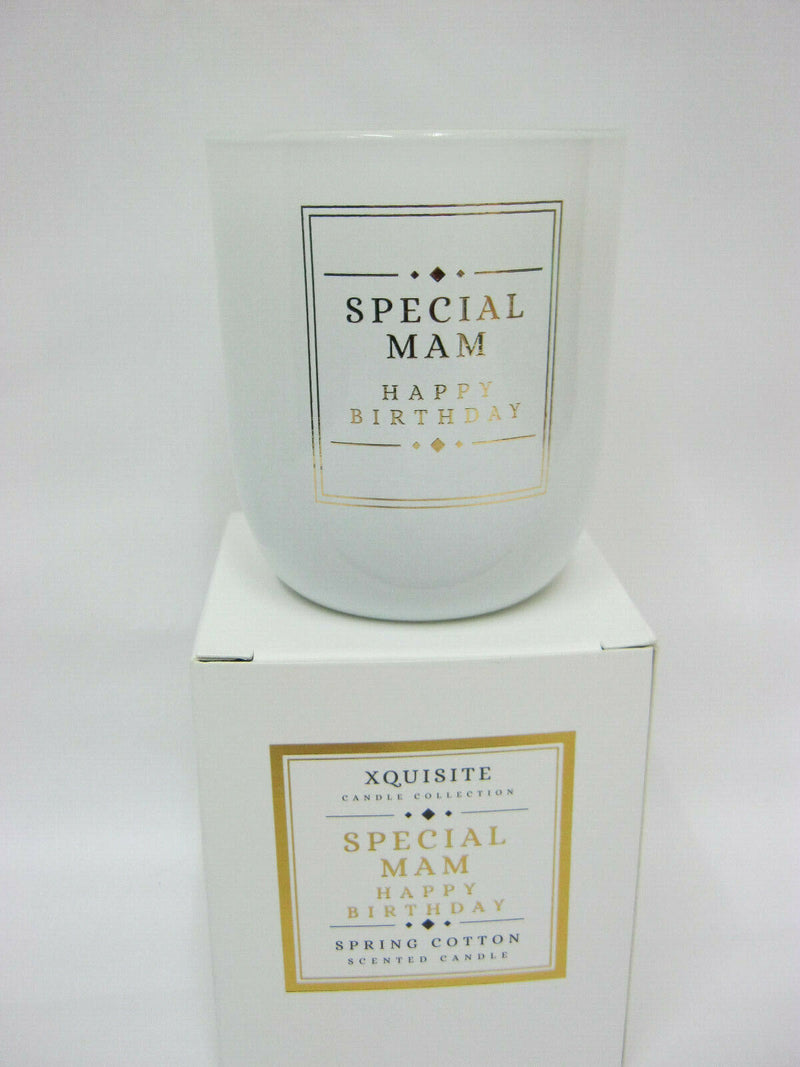 Xquisite Spring Cotton Scented Candle Glass Jar Happy Birthday Special Mam DC020