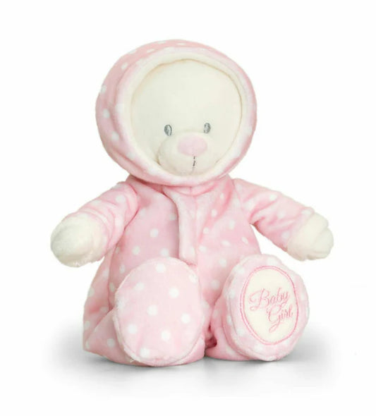 keel 17cm baby bear in romper suit pink