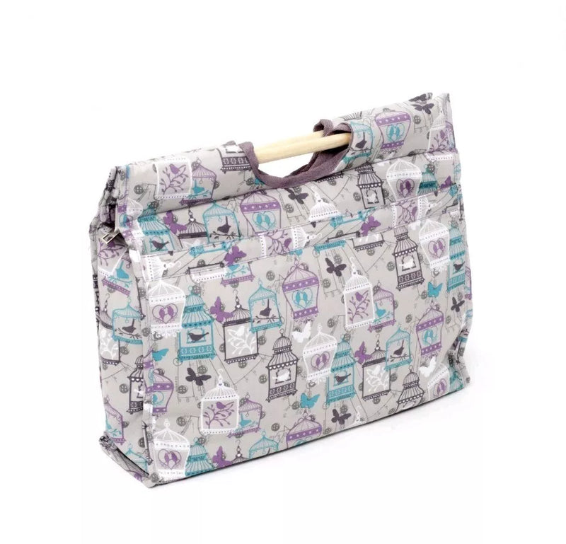 Hobby Gift Craft Bag with wooden handles, Birdcage Print Design