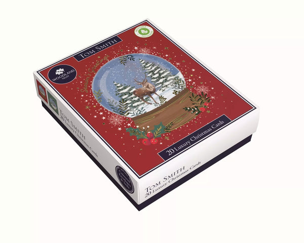 Tom Smith 20 Boxed Luxury Charity Christmas Cards Festive Snow Globe Designs