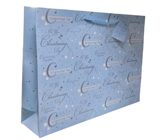Xlarge Christening Day Gift Bag for BOYS Landscape  BLUE Gift Bag