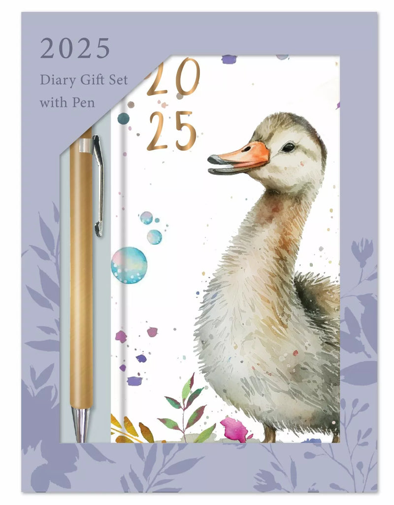 2025 SLIM WEEK TO VIEW DIARY PLANNER GIFT BOX SET WITH PEN DUCK DESIGN