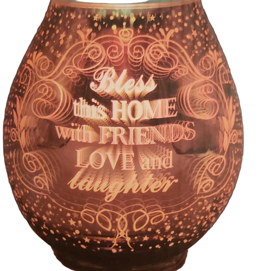 Bless This Home with Friends Love & Laughter" 3D Aroma Lamp Oil Burner