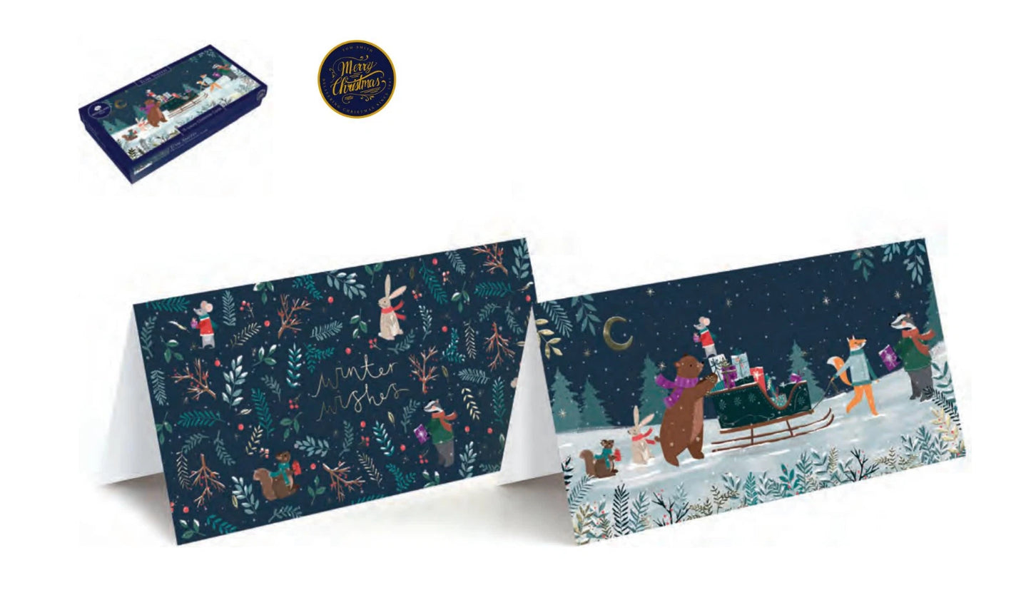 TOM SMITH PACK OF 15 LUXURY SLIM WOODLAND ANIMALS CHRISTMAS CARDS