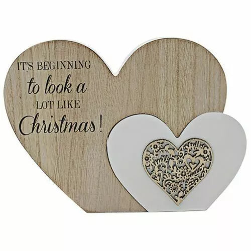 SENTIMENTS DOUBLE HEART its begining to look  a lot like christmas   PLAQUE  lp51324