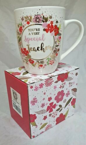 YOU'RE A VERY SPECIAL TEACHER FLORAL MUG PRETTY GIFT BOXED FEMALE SCHOOL LEAVER