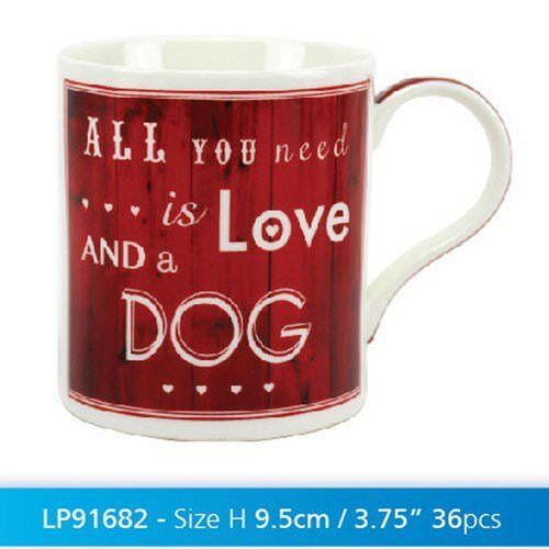 vintage love dog christmas mug matching box