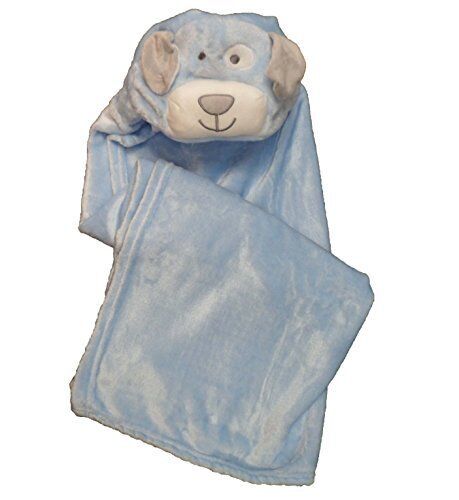 Supersoft Superior Quality Velour Baby Hooded Wrap - Blue Puppy Dog Design