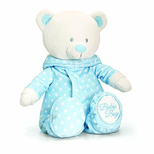 keel 25cm baby bear in romper suit blue - hanrattycraftsgifts.co.uk