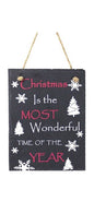 Christmas is the Most Wonderful time of Year Hanging Slate Plaque Sign