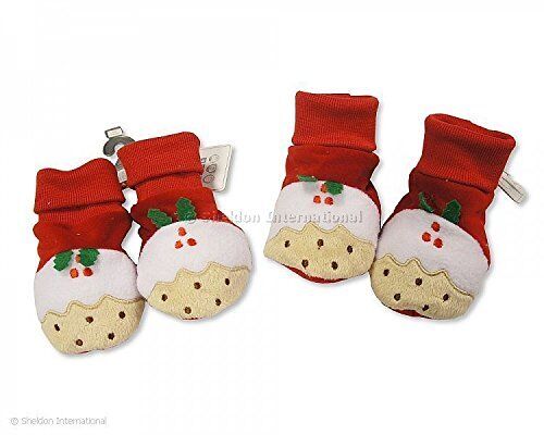 Baby Christmas Booties - Christmas Pudding one pair