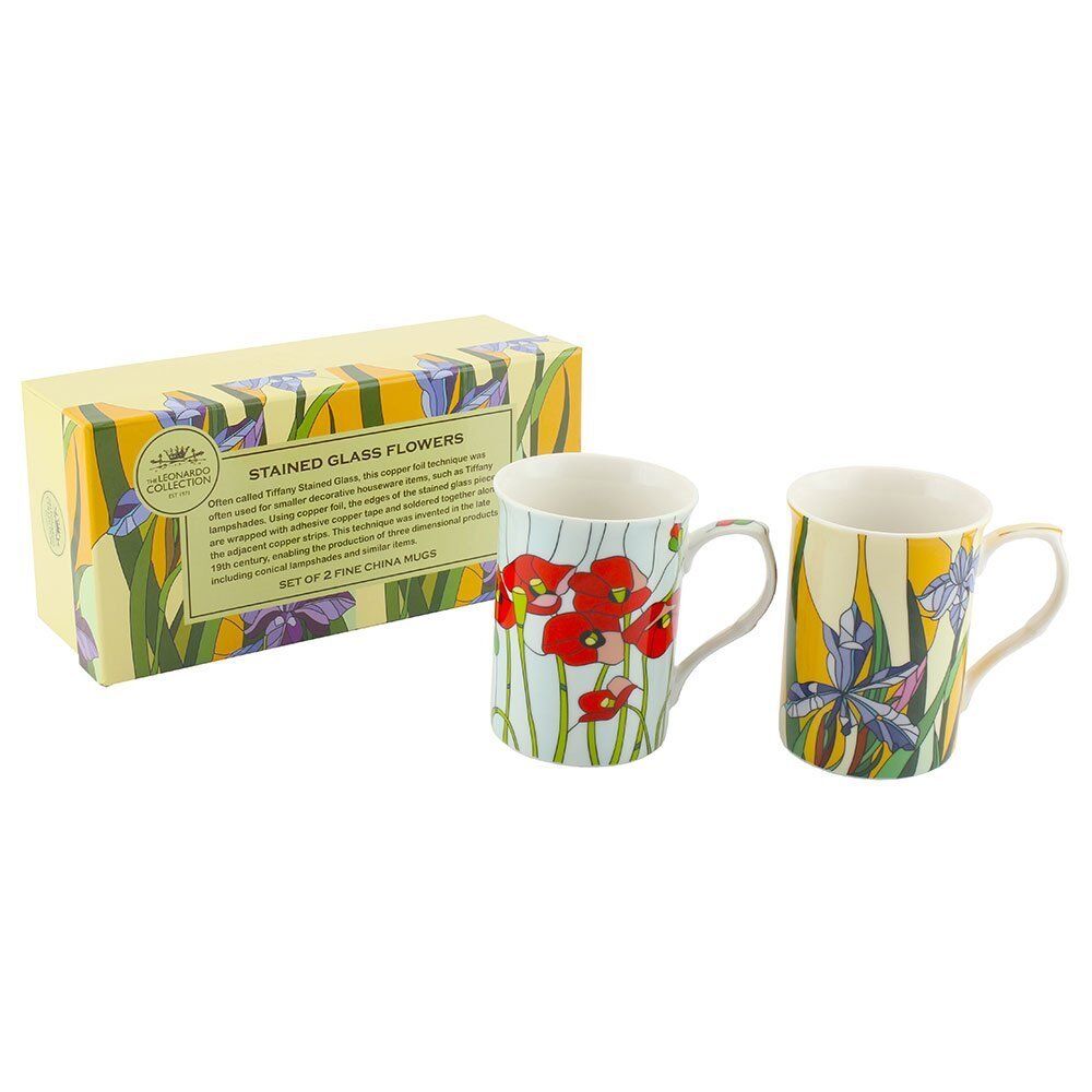 Leonardo LP92366A Stained Glass "Flower" Mug, Set of 2