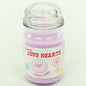 LOVE HEARTS 453g GLASS JAR LID SCENTED CANDLE SCENT CANDLES LUSCIOUS LILAC NEW - hanrattycraftsgifts.co.uk