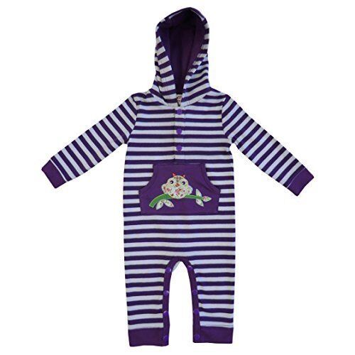 powell craft owl purple strippy hooded jumpsuit 6 - 12 months