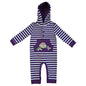powell craft owl purple strippy hooded jumpsuit 6 - 12 months