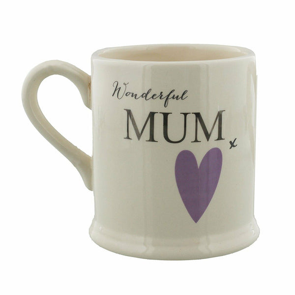 Wendy Jones Blackett Collection Gift Mug in Gift Box - Wonderful Mum with Heart - hanrattycraftsgifts.co.uk