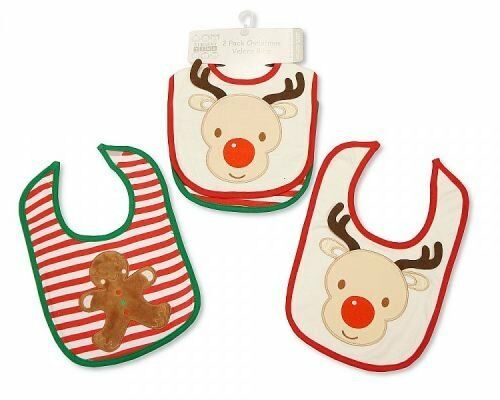 Baby Christmas Cotton Bibs 2 Pack - Reindeer - hanrattycraftsgifts.co.uk