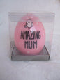 "Amazing Mum" Cute Pink Novelty Pillar Wax Candle
