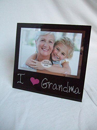 "I Love Grandma" Noir Rose &Cadre Photo en verre