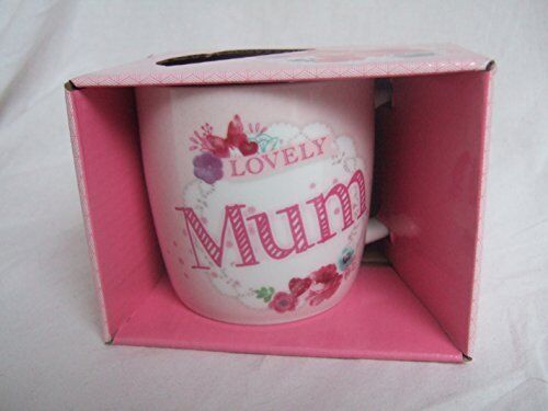 "Lovely Mum" Pink Floral Butterfly Sentimental Mug