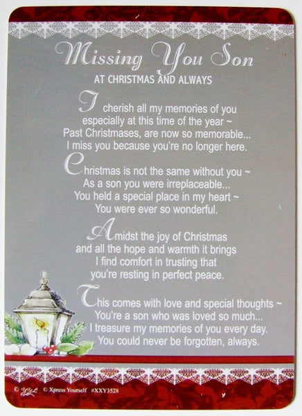 Son Grave Card - Christmas Memorial Grave Card