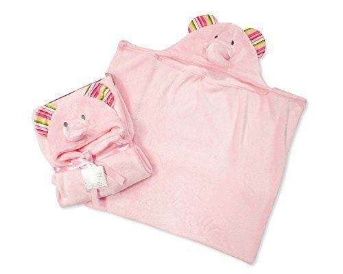 Supersoft Superior Quality Velour Baby Hooded Wrap - Pink Elephant Design