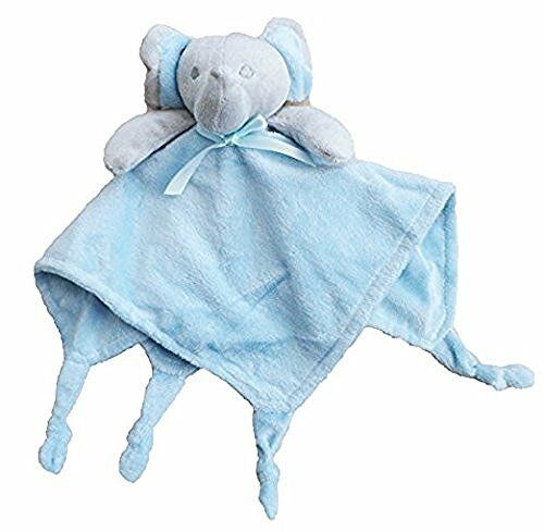Blue Elephant Supersoft Plush Velour Baby Comforter With Knotted Corners - hanrattycraftsgifts.co.uk
