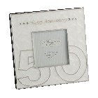SILVERPLATED & CREAM EPOXY FRAME - HAPPY 50TH ANNIVERSARY 157X157MM FS75050 - hanrattycraftsgifts.co.uk