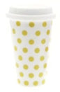 Cascade White with Yellow Spots Polka Dot Insulated Travel Mug