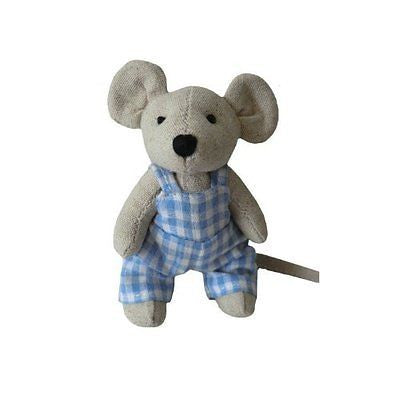Mouse - Small Boy with Blue Dungarees - 10cm - Powell Craft - hanrattycraftsgifts.co.uk