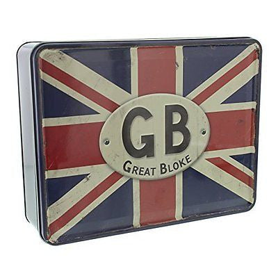 Novelty storage box Union Jack Tin With Quotes Gift For Him - hanrattycraftsgifts.co.uk