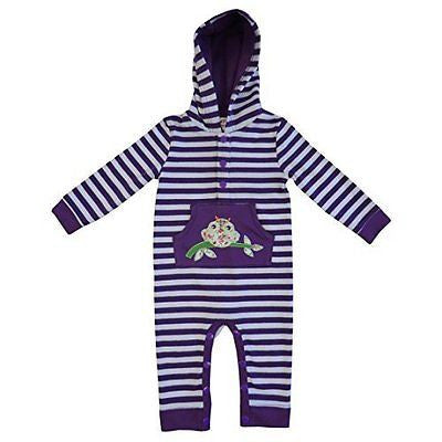 powell craft purple strippy owl hooded jumpsuit 0-6 months - hanrattycraftsgifts.co.uk