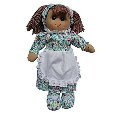 BLUE FLORAL RAG DOLL WITH PINNY 40CM - hanrattycraftsgifts.co.uk