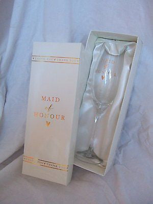 "Maid of Honour" Keepsake Sentimental Novelty Wine Glass in Presentation Box - hanrattycraftsgifts.co.uk