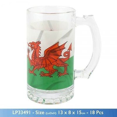 Welsh Dragon design beer tankard glass (one) - hanrattycraftsgifts.co.uk