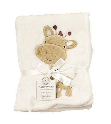 Supersoft Superior Quality Luxurious Cream With Cheeky Giraffe Pram/Crib Blanket - hanrattycraftsgifts.co.uk