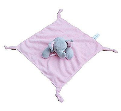 Pink Elephant Super soft Plush Velour Baby Comforter With Knotted Corners - hanrattycraftsgifts.co.uk