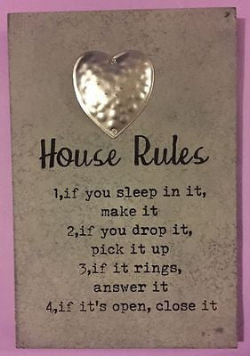 shabby chic house rules plaque - hanrattycraftsgifts.co.uk