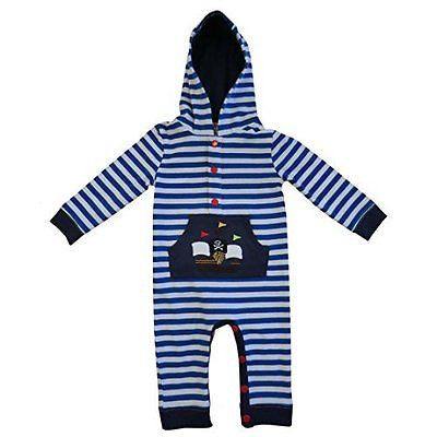 powell craft pirate boat strippy hooded jumpsuit 6 - 12 months - hanrattycraftsgifts.co.uk
