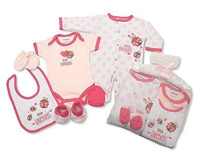 5 Piece Baby Gift Set With Embroidery and Applique - 0/3 Months (Baby Girl Pink) - hanrattycraftsgifts.co.uk