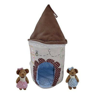 Pretty Teddy Bear House with 2 Resident Baby Bears - 1 Boy & 1 Girl - Powell Cra - hanrattycraftsgifts.co.uk