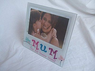 "Mum First and Forever Friend" Sentimental White Glass 5.5" x 3.5" (14x9cm) Phot - hanrattycraftsgifts.co.uk