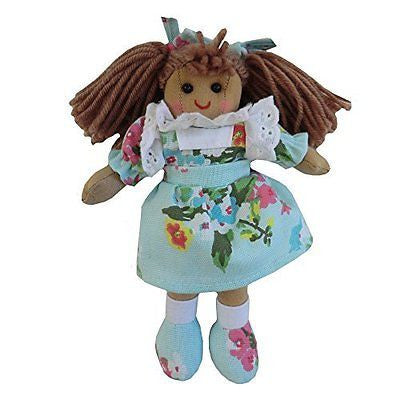 Powell Croft Rag Dolls - Light Blue Floral Dress - hanrattycraftsgifts.co.uk