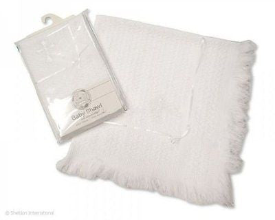 Snuggle Baby Christening Shawl with White Cross Embroidery 120 x120cm - hanrattycraftsgifts.co.uk
