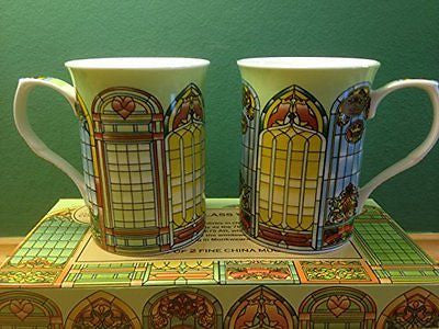 Set Of 2 China Mugs Stained Glass Windows Design (LP92365) - hanrattycraftsgifts.co.uk