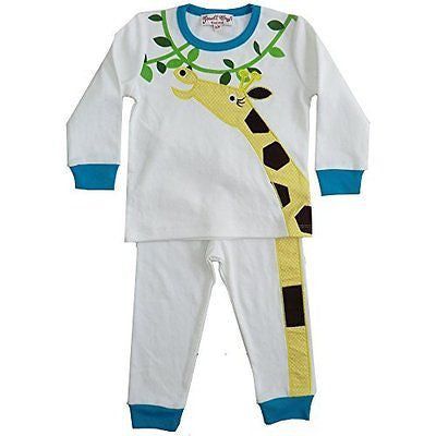 Powell Craft Cotton Pyjamas Boys or girls pyjamas Giraffe design Ages 1-7 (UK 4- - hanrattycraftsgifts.co.uk